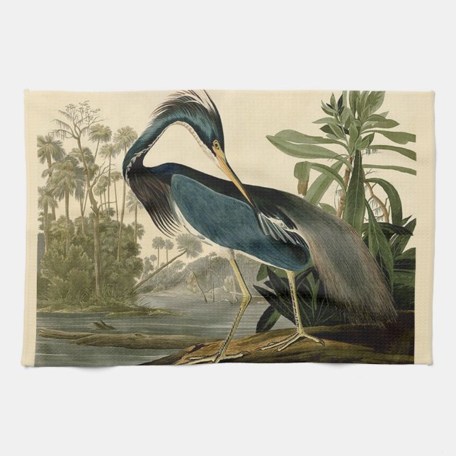 Audubon Louisiana Heron Birds America Art Towel (Horizontal)