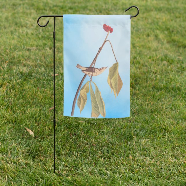 Audubon Louisiana Water Thrush Bird with Flower Garden Flag (In SItu)