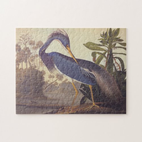 Audubon Lousiana Heron on Coastal Marsh Land Jigsaw Puzzle