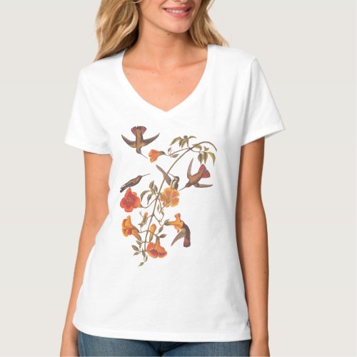 Audubon Mangrove Hummingbird on Trumpet Vine T_Shirt