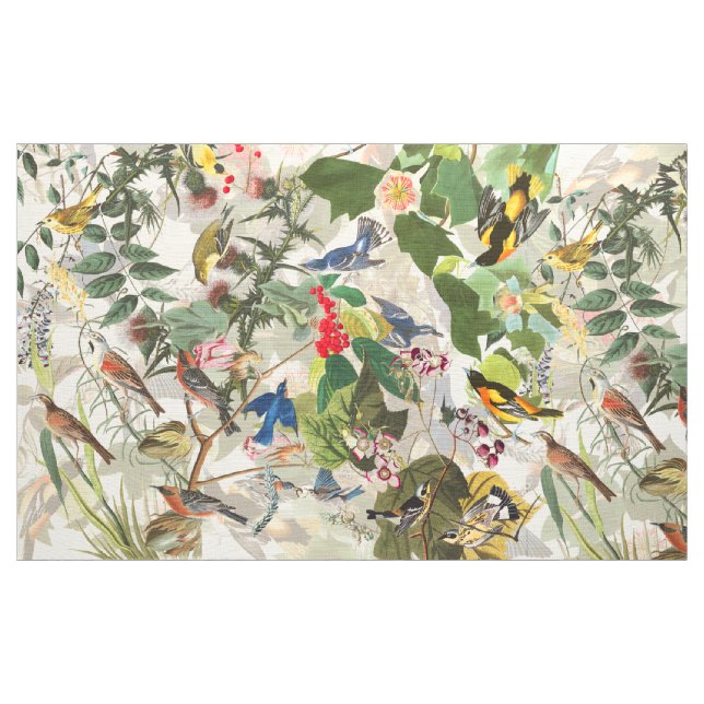 Audubon Oriole Many Birds Wildlife Floral Fabric (Yard)