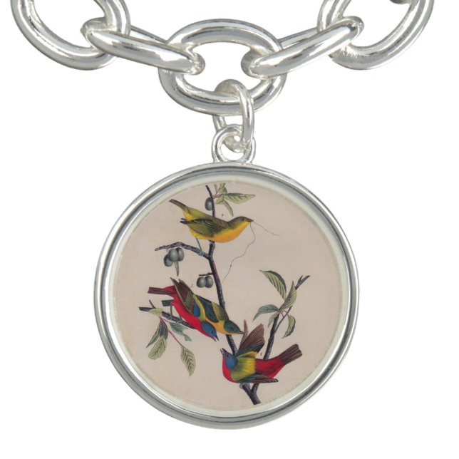 Audubon Painted Bunting Bird Wildlife Charm Bracelet (Design)