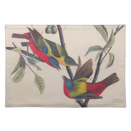 Audubon Painted Bunting Bird Wildlife Cloth Placemat