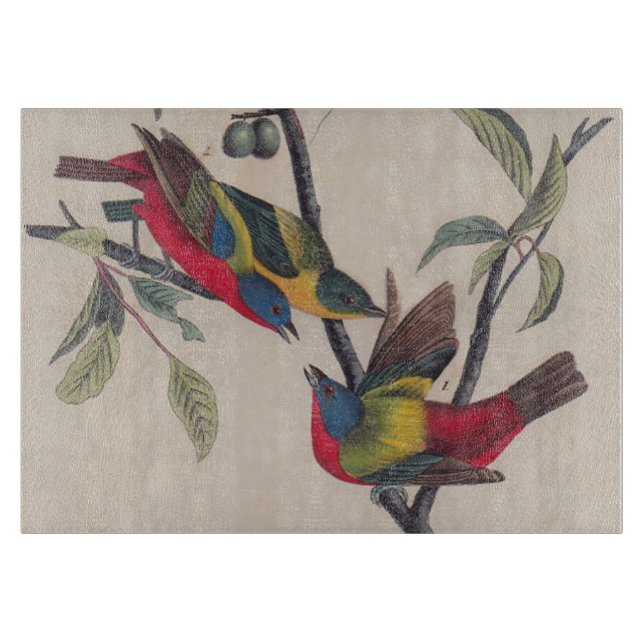 Audubon Painted Bunting Bird Wildlife Cutting Board (Front)