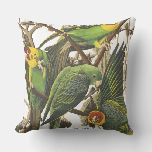 Audubon Parrots Throw Pillow