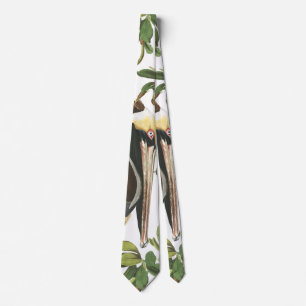 Audubon Pelican Bird Wildlife Animal Leaves Tie