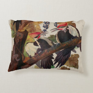 Audubon Pileated Woodpecker Bird Painting Accent Pillow