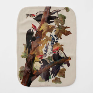 Audubon Pileated Woodpecker Bird Painting Baby Burp Cloth
