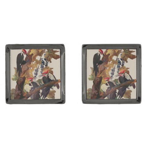 Audubon Pileated Woodpecker Bird Painting Cufflinks