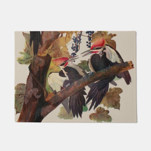 Audubon Pileated Woodpecker Bird Painting Doormat