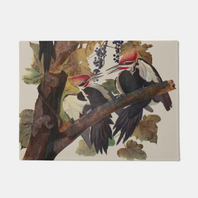 Audubon Pileated Woodpecker Bird Painting Doormat (Front)