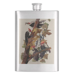 Audubon Pileated Woodpecker Bird Painting Flask