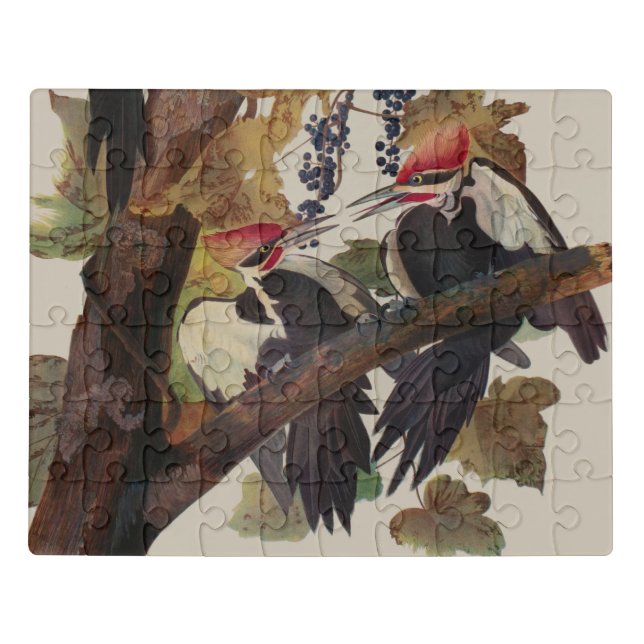Audubon Pileated Woodpecker Bird Painting Jigsaw Puzzle (Puzzle Horizontal)