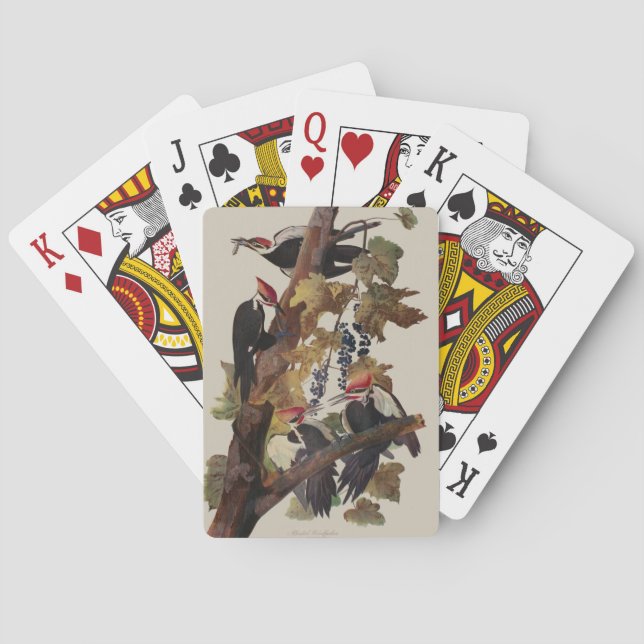 Audubon Pileated Woodpecker Bird Painting Poker Cards (Back)