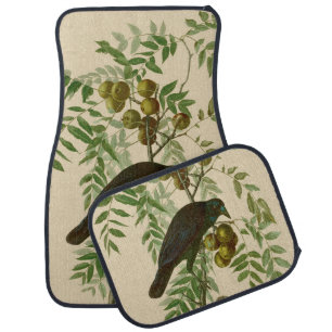 Audubon Purple Grackle Bird Print Vintage Botanic Car Floor Mat
