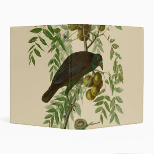 Audubon Purple Grackle Bird Print Vintage Botanic Mini Binder