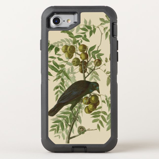 Audubon Purple Grackle Bird Print Vintage Botanic Otterbox iPhone Case (Back)