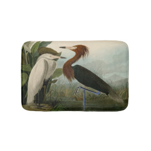 Audubon Purple Heron Reddish Egret Print: Bird Art Bath Mat