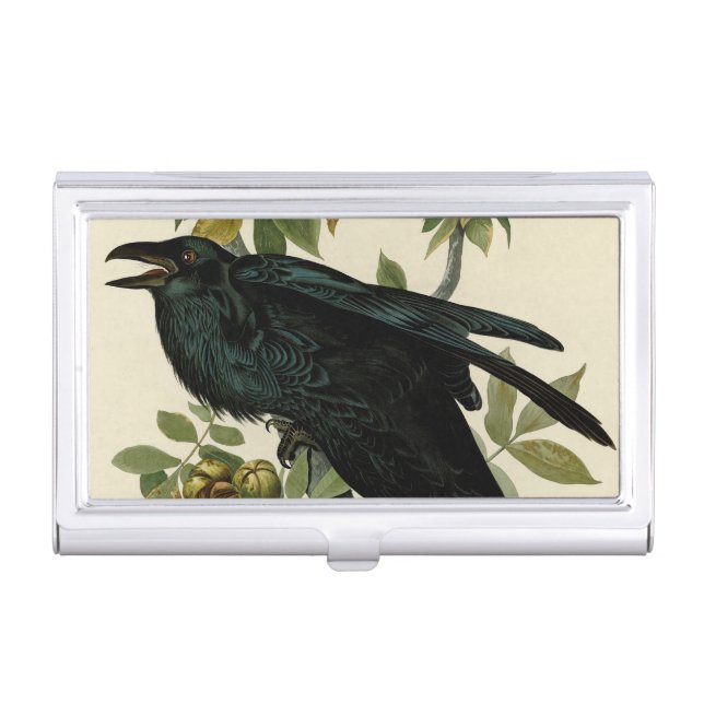 Audubon Raven Bird Classic Artwork Business Card Case (Front)