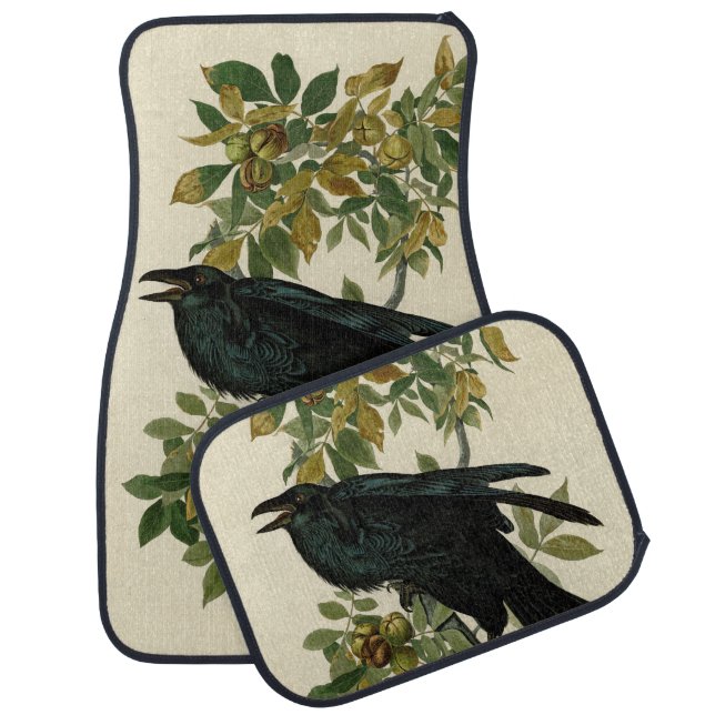 Audubon Raven Bird Classic Artwork Car Floor Mat (Set)