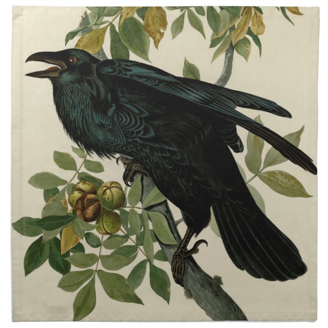 Audubon Raven Bird Classic Artwork Cloth Napkin (Front)