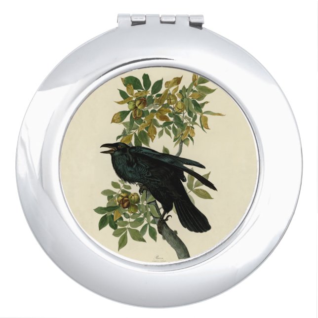 Audubon Raven Bird Classic Artwork Compact Mirror (Front)