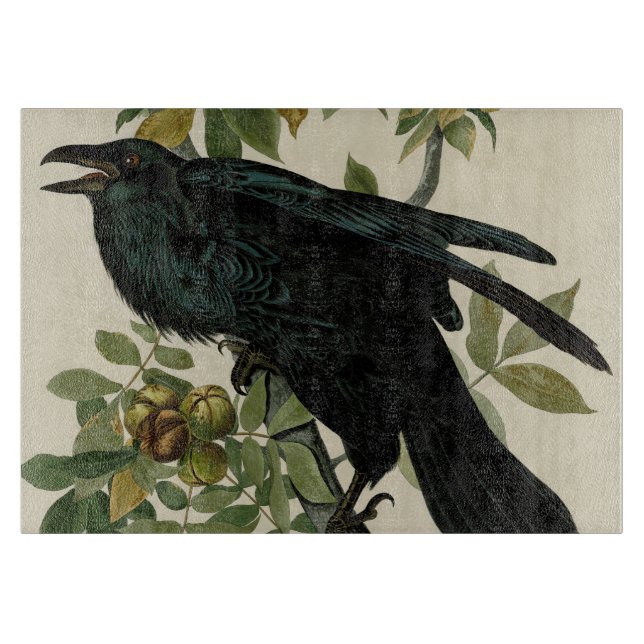 Audubon Raven Bird Classic Artwork Cutting Board (Front)