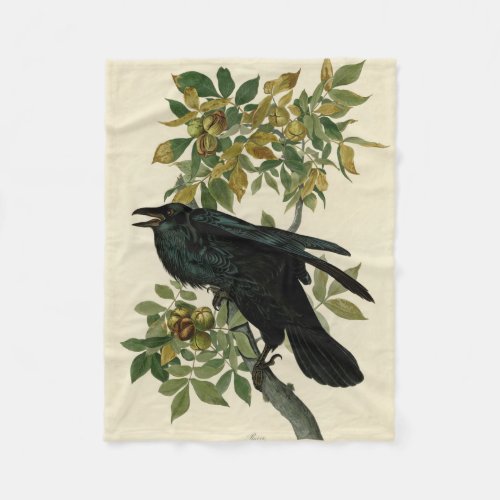 Audubon Raven Bird Classic Artwork Fleece Blanket
