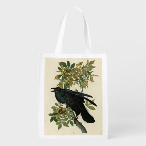 Audubon Raven Bird Classic Artwork Grocery Bag