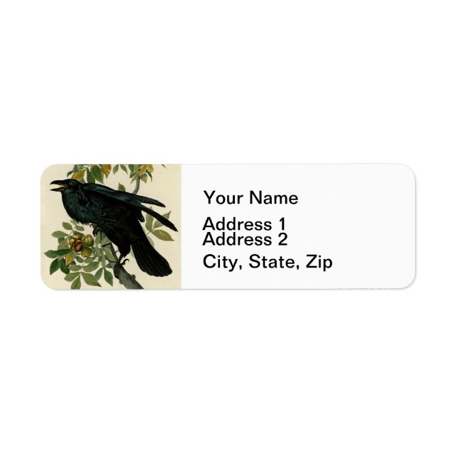 Audubon Raven Bird Classic Artwork Label (Front)
