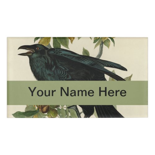 Audubon Raven Bird Classic Artwork Name Tag