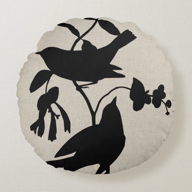 Audubon Silhouette IV Round Pillow (Front)