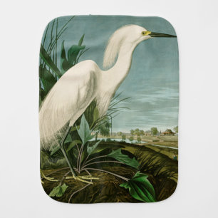 Audubon Snowy Heron White Egret Bird Birding Baby Burp Cloth