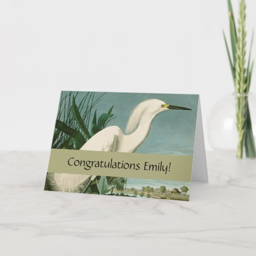 Audubon Snowy Heron White Egret Bird Birding Card