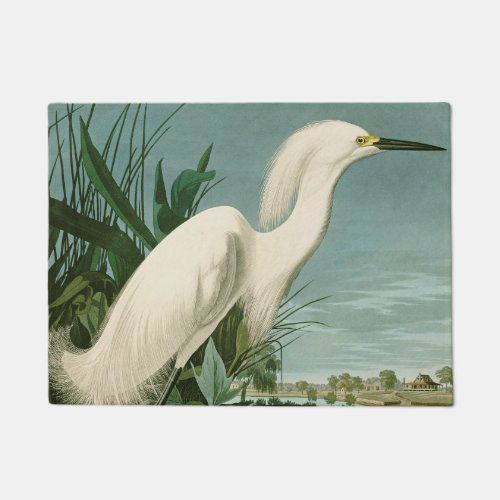 Audubon Snowy Heron White Egret Bird Birding Doormat