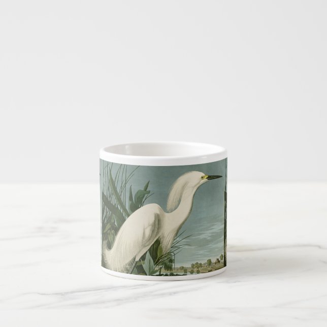 Audubon Snowy Heron White Egret Bird Birding Espresso Cup (Front)