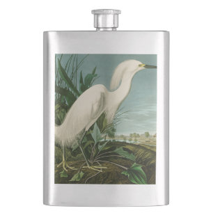 Audubon Snowy Heron White Egret Bird Birding Flask