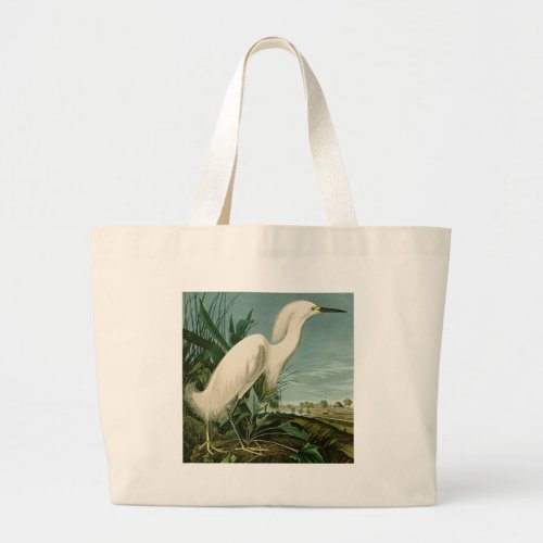 Audubon Snowy Heron White Egret Bird Birding Large Tote Bag