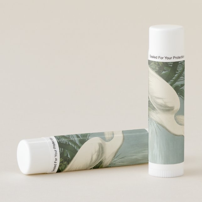 Audubon Snowy Heron White Egret Bird Birding Lip Balm (Front)