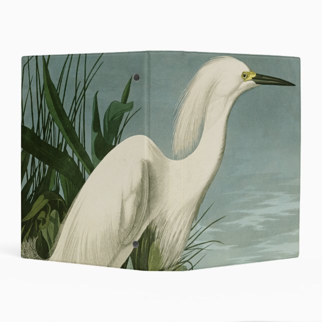 Audubon Snowy Heron White Egret Bird Birding Mini Binder (Background)