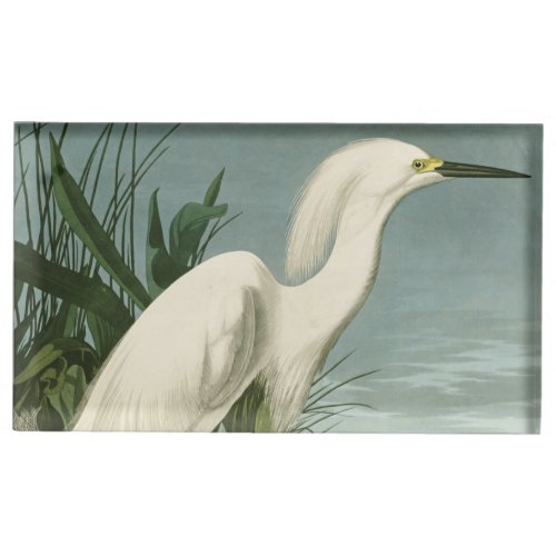 Audubon Snowy Heron White Egret Bird Birding Place Card Holder