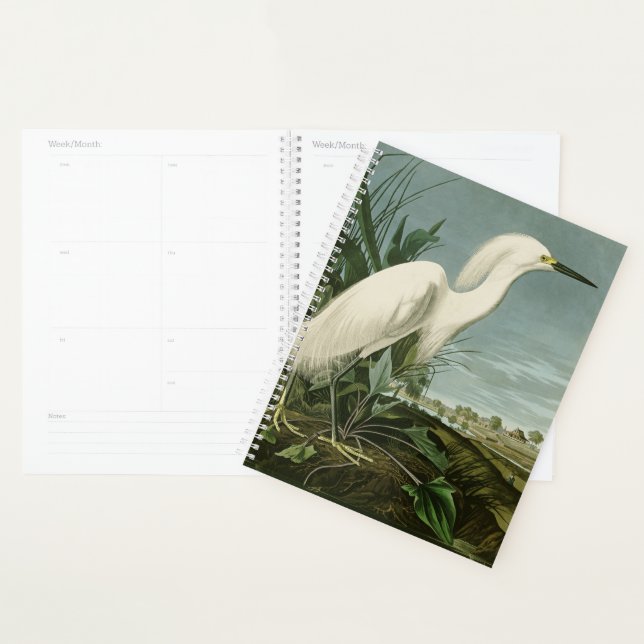 Audubon Snowy Heron White Egret Bird Birding Planner (Display)