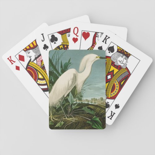 Audubon Snowy Heron White Egret Bird Birding Playing Cards