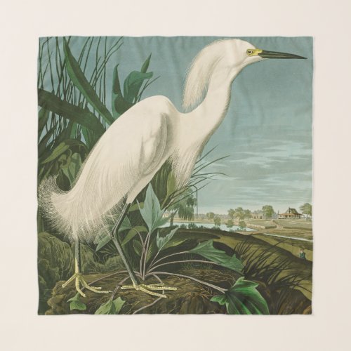 Audubon Snowy Heron White Egret Bird Birding Scarf