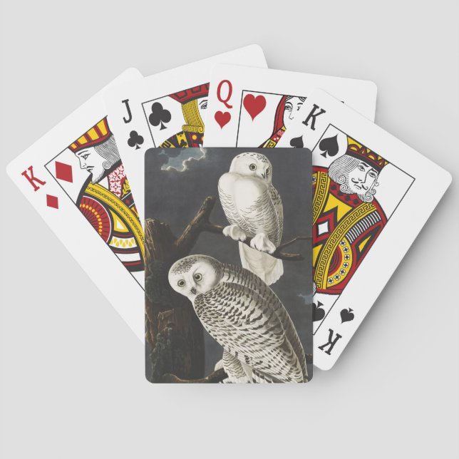 Audubon Snowy Owl Bird Artwork Poker Cards (Back)