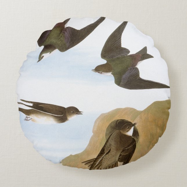 Audubon: Swallows Round Pillow (Front)