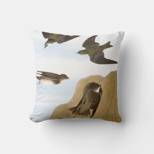 Audubon: Swallows Throw Pillow (Front)