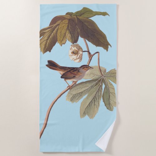 Audubon Swamp Sparrow Bird on Wild Mandrake Beach Towel