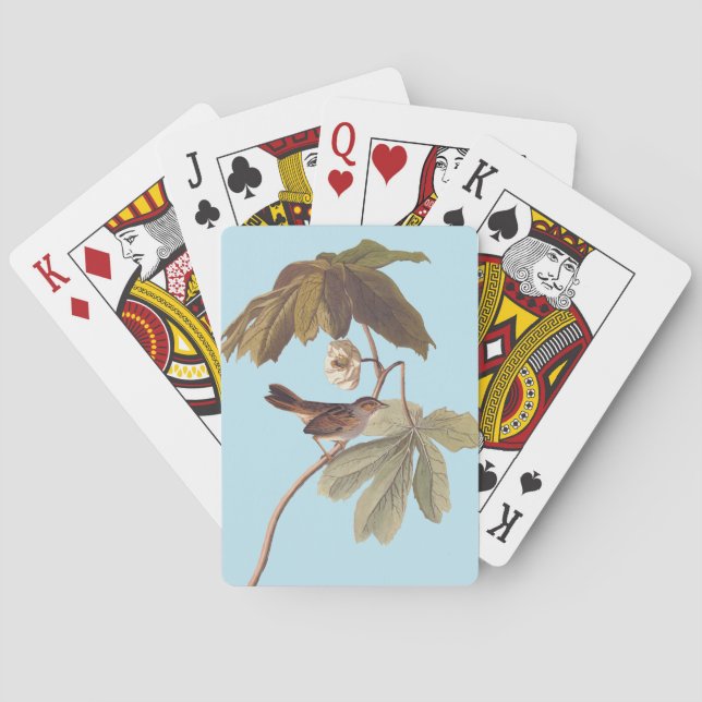 Audubon Swamp Sparrow Bird on Wild Mandrake Poker Cards (Back)