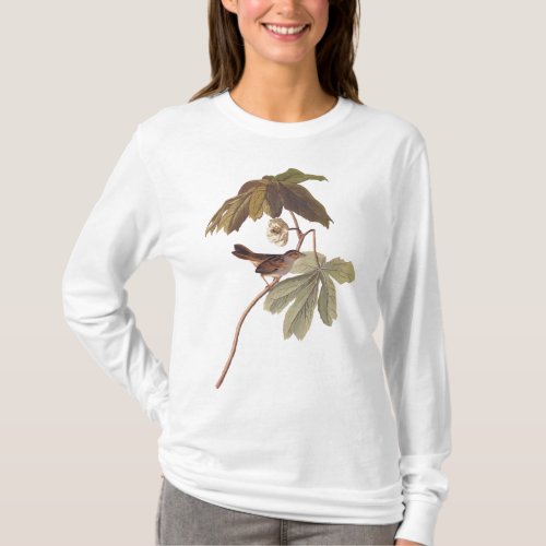 Audubon Swamp Sparrow Bird on Wild Mandrake T_Shirt